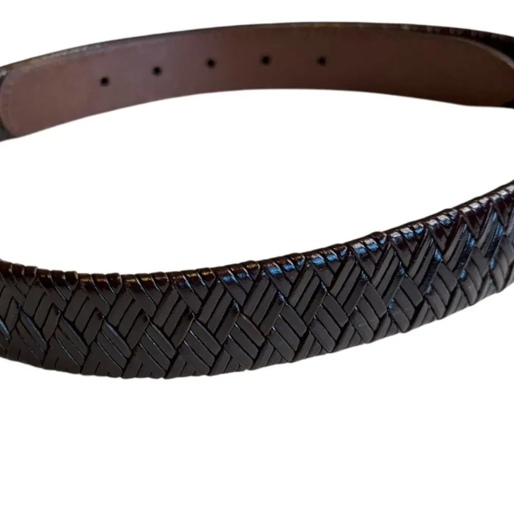 Columbia Brown Leather Woven Belt Men's XL |‎ Braided Dress Casual NWT